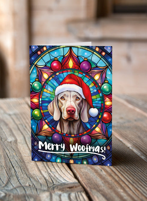 Weimaraner in a Santa Hat Christmas Card